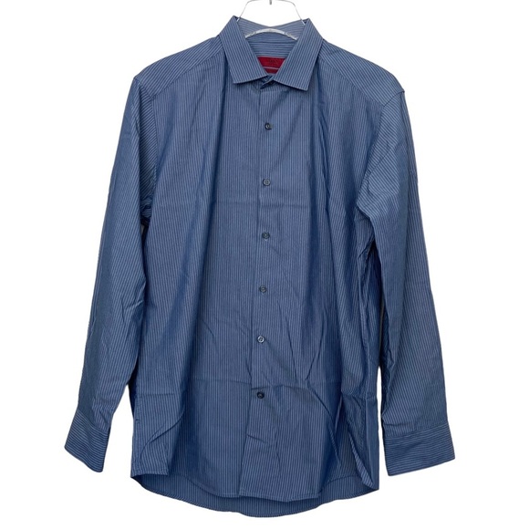 ALFANI Gray Pinstriped Long Sleeve Dress Short 15.5” 32/33 Fitted Medium - Picture 5 of 5